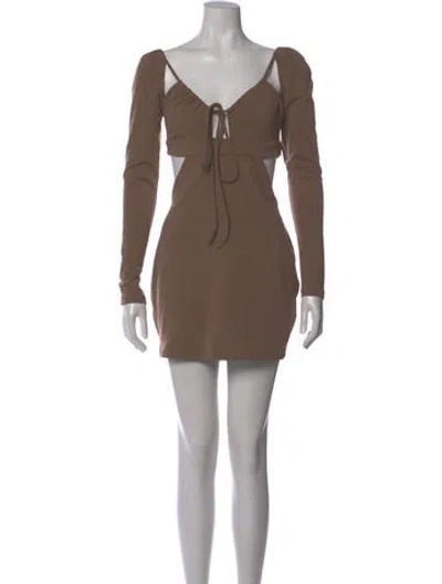 Pre-owned Atoir V-neck Mini Dress In Brown