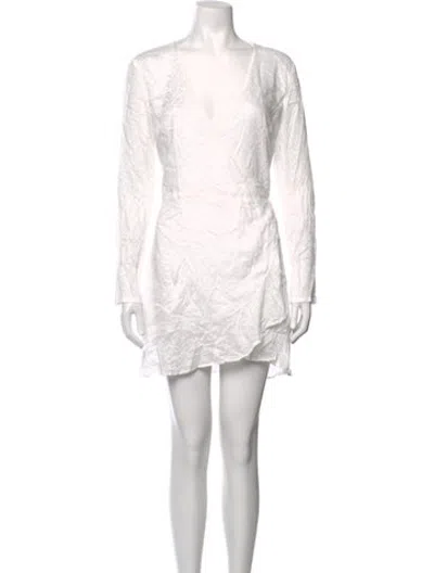 Pre-owned Atoir V-neck Mini Dress In White