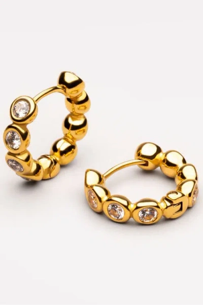 Atolea Beaded Diamond Hoops In Gold