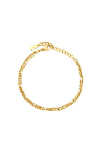 Atolea Double White Beaded Bracelet In Gold