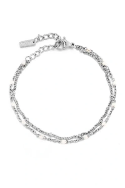 Atolea Double White Beaded Bracelet In Gray