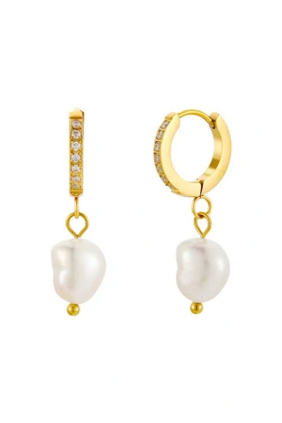 Atolea Freshwater Pearl Hoop Earrings In Gold