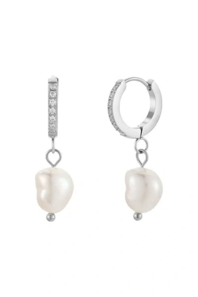 Atolea Freshwater Pearl Hoop Earrings In Metallic