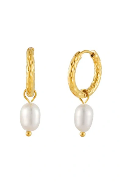 Atolea Hammered Pearl Hoop Earrings In Multi