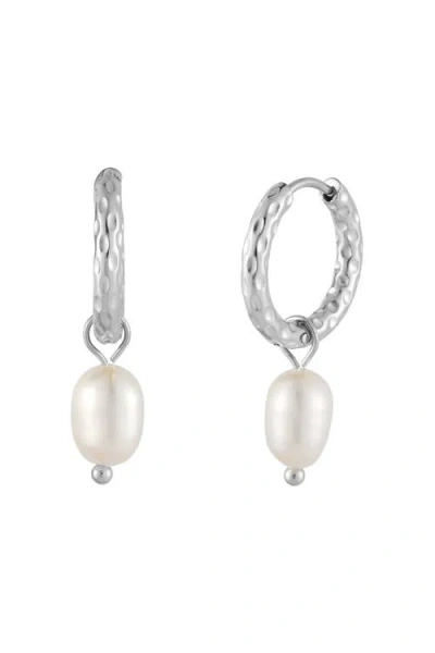 Atolea Hammered Pearl Hoop Earrings In Multi