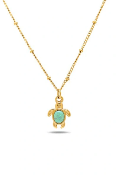 Atolea Opal Turtle Necklace In Gold
