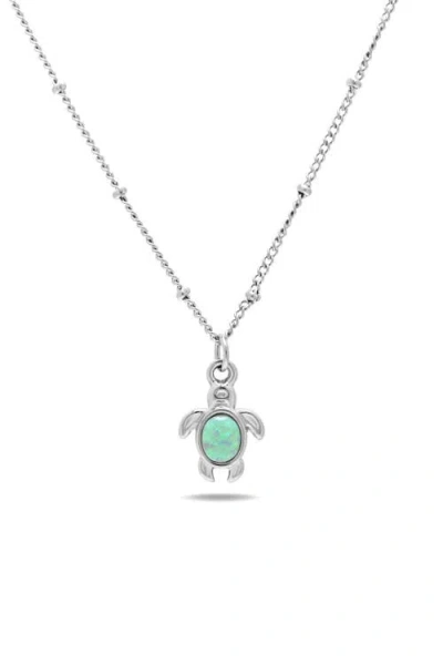 Atolea Opal Turtle Necklace In Silver