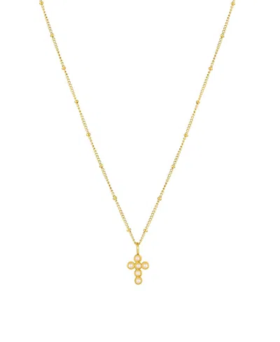 Atolea Pearl Cross Necklace In Gold