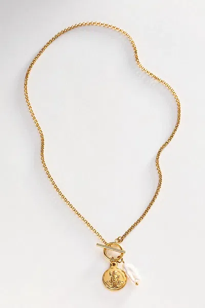 Atolea Traveler Coin Necklace In Gold