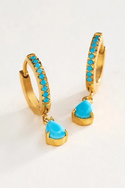 Atolea Turquoise Drop Hoop Earrings In Blue
