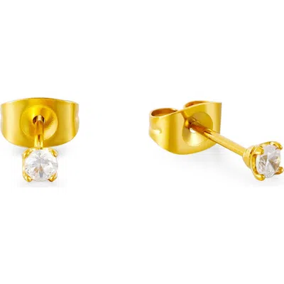 Atolea Zircon Stud Earrings In Brown