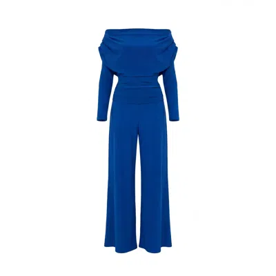 Atom Label Women's Blue Carbon Jumpsuit With Sleeve In Cobalt