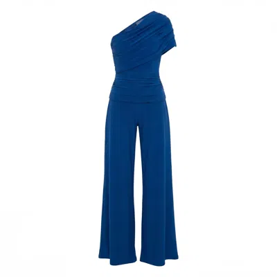 Atom Label Women's Blue Rhodium Jumpsuit In Navy