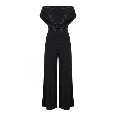 Atom Label Women's Carbon Jumpsuit In Black Sequin Sparkle