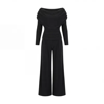 Atom Label Women's Carbon Jumpsuit With Sleeve In Black