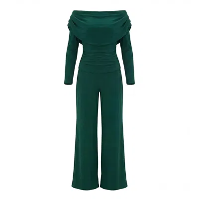 Atom Label Women's Carbon Jumpsuit With Sleeve In Forest Green