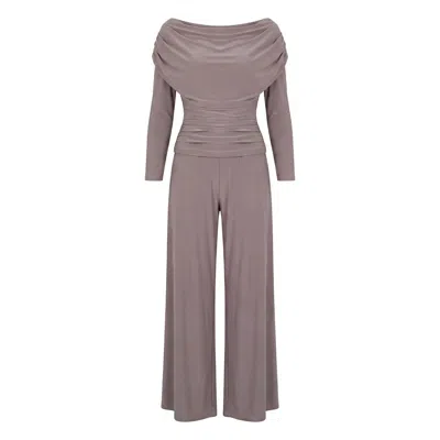 Atom Label Women's Carbon Jumpsuit With Sleeve In Grey Taupe In Purple