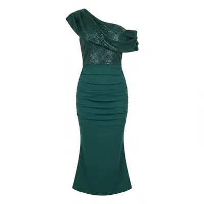 Atom Label Women's Green Mercury Midi Dress In Forest Sparkle & Forest