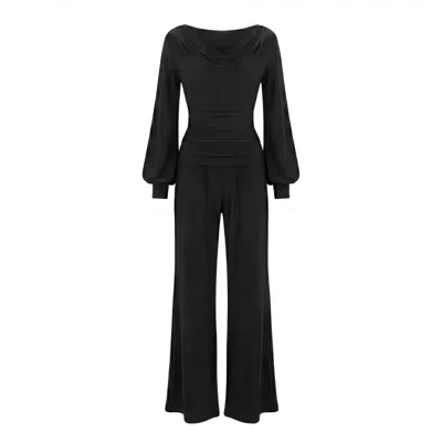 Atom Label Women's Indium Jumpsuit With Bell Sleeve In Black
