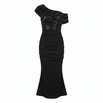 Atom Label Women's Mercury Midi Dress In Black Sequin & Black
