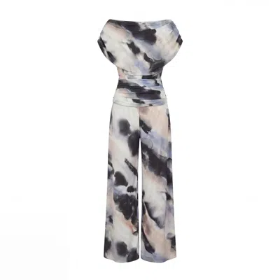 Atom Label Women's Neutrals Carbon Jumpsuit In Abstract Print In Blue