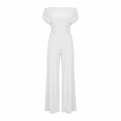 Atom Label Women's Neutrals Carbon Jumpsuit In Ivory In White