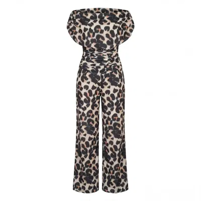 Atom Label Women's Neutrals Carbon Jumpsuit In Leopard In Black