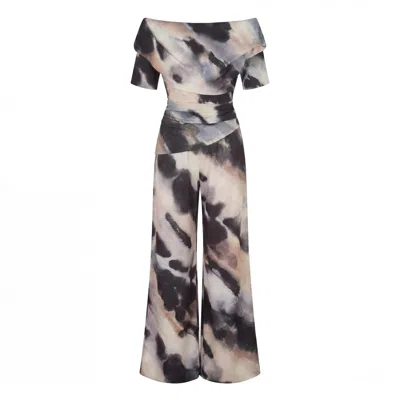 Atom Label Women's Neutrals Lima Jumpsuit In Abstract Print In Brown