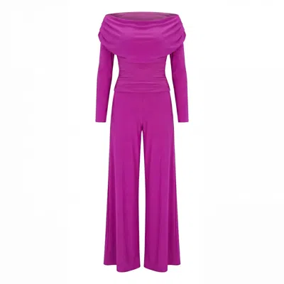 Atom Label Women's Pink Carbon Jumpsuit With Sleeve In Magenta In Purple