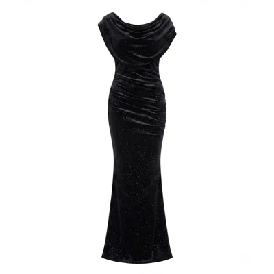 Atom Label Women's Platinum Gown In Black Sparkle Velvet