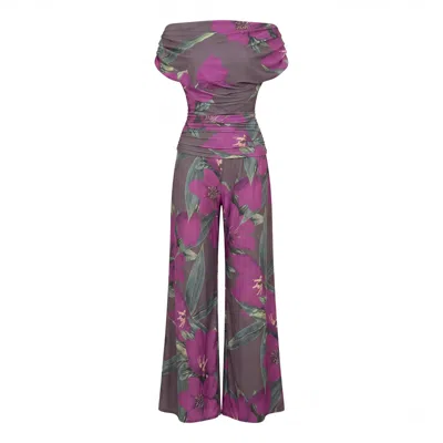 Atom Label Women's Purple Carbon Jumpsuit In Magenta Lily Print