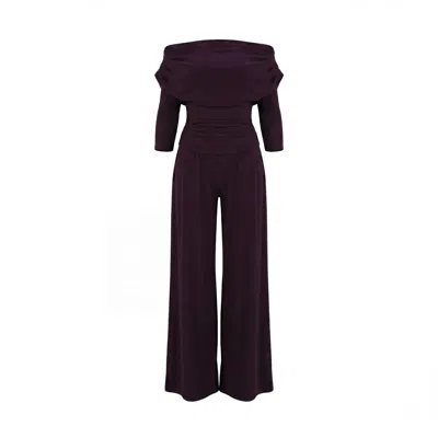Atom Label Women's Purple Carbon Jumpsuit With Sleeve In Blackcurrant