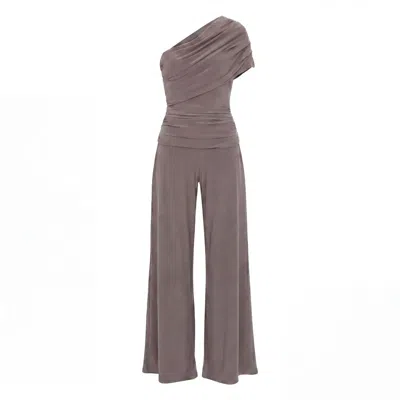 Atom Label Women's Rhodium Jumpsuit In Grey Taupe In Gray