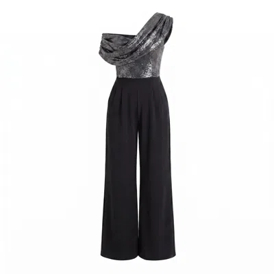 Atom Label Women's Venice Jumpsuit In Black & Gunmetal Sequin