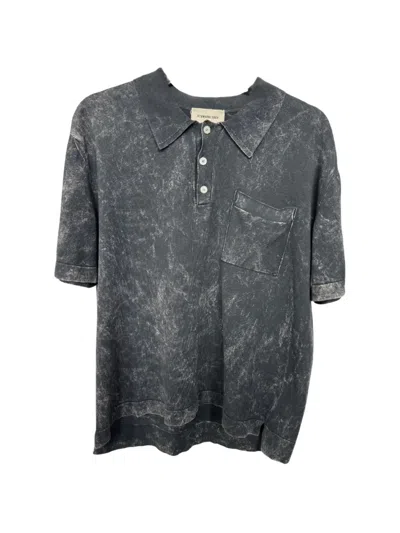 Atomo Factory Acid-wash Polo Shirt In Gray