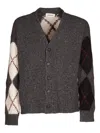 Atomo Factory Argyle-pattern Button Cardigan In Gray