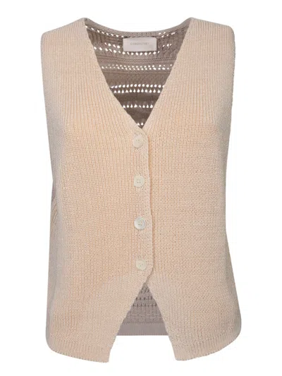 Atomo Factory Knitted Cotton Vest In Beige
