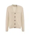 Atomo Factory Beige Relaxed-fit Cardigan With Classic V-neck And Button Closure In Neutral