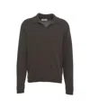 Atomo Factory Classic Polo Collar Knit Sweater In Brown