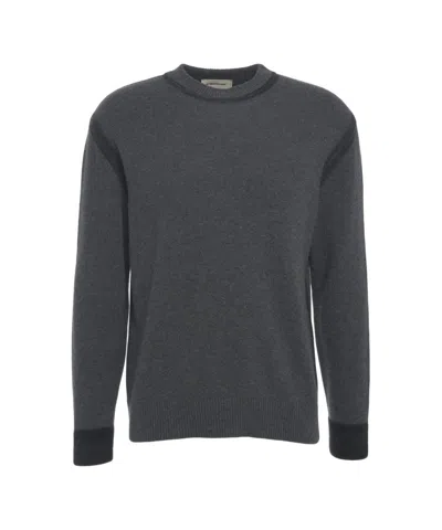 Atomo Factory Comfort Fit Crew-neck Sweater With Ribbed Details In Gray
