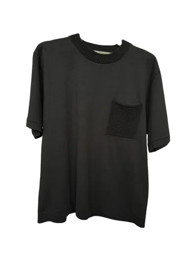 Atomo Factory Crochet-trim Pocket T-shirt In Black