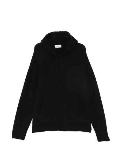 Atomo Factory Drawstring Knitted Hoodie In Black