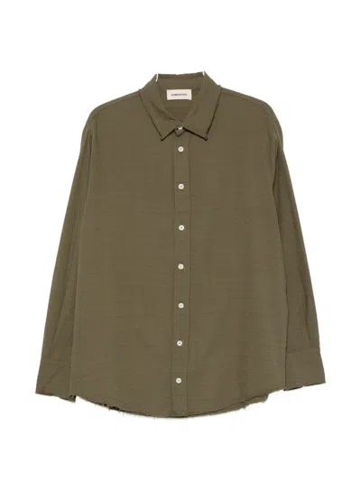 Atomo Factory Embroidered Raw-edge Shirt In Green