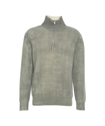 Atomo Factory Half-zip Ribbed Turtleneck Sweater In Gray