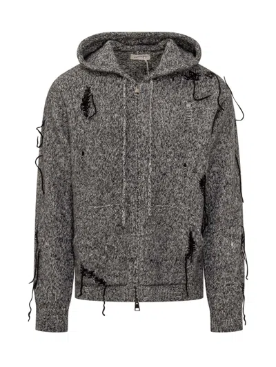 Atomo Factory Hooded Mélange Knit Sweater In 06
