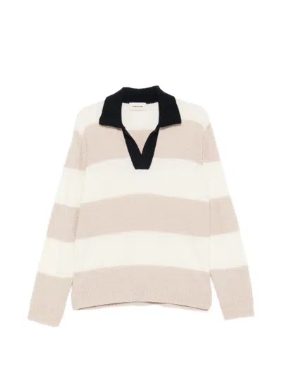 Atomo Factory Horizontal-stripe Spread-collar Polo Shirt In Pink
