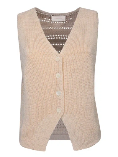 Atomo Factory Knitted Cotton Vest In Beige