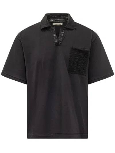 Atomo Factory Mini Polo Shirt With Pocket And Decorative Insert In Blu