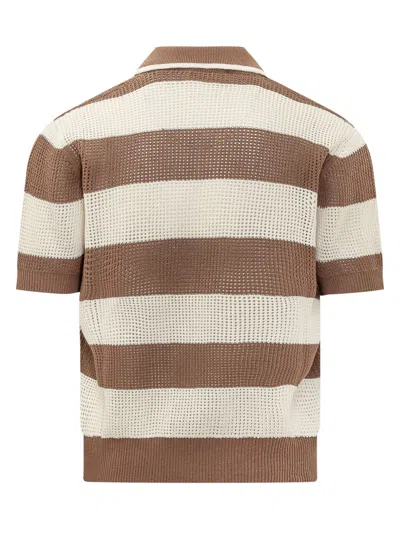 Atomo Factory Mini Polo With Buttoned Collar In Marrone Panna