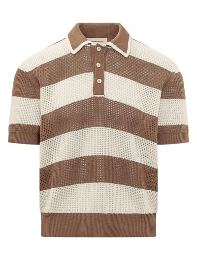 Atomo Factory Mini Polo With Buttoned Collar In Marrone Panna